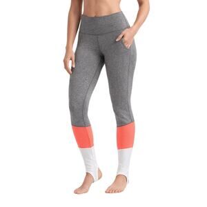 Zelos Activewear Cutout Stirrup Leggings Women's Small Gray Pink White High Rise